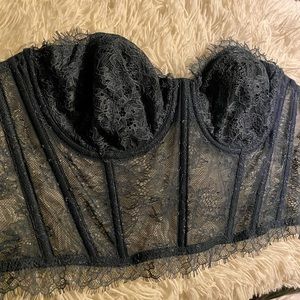 Dream Angels Lace Zip-up Corset Top | Blue | 32D